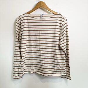 & Other Stories Brown and White Striped Long Sleeve Tee
